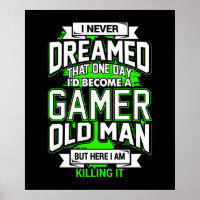 funny old man gamer word art game room