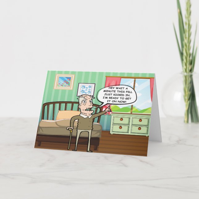 Funny Old Man Ready To Get It On Valentine's Day Holiday Card (Front)