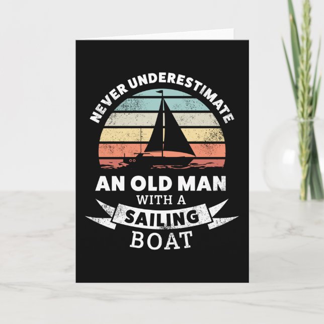 Funny Old man with a Sailing Boat Gift Card (Front)