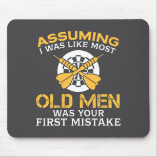 Funny Old Men Who Loves Darting  Mouse Pad