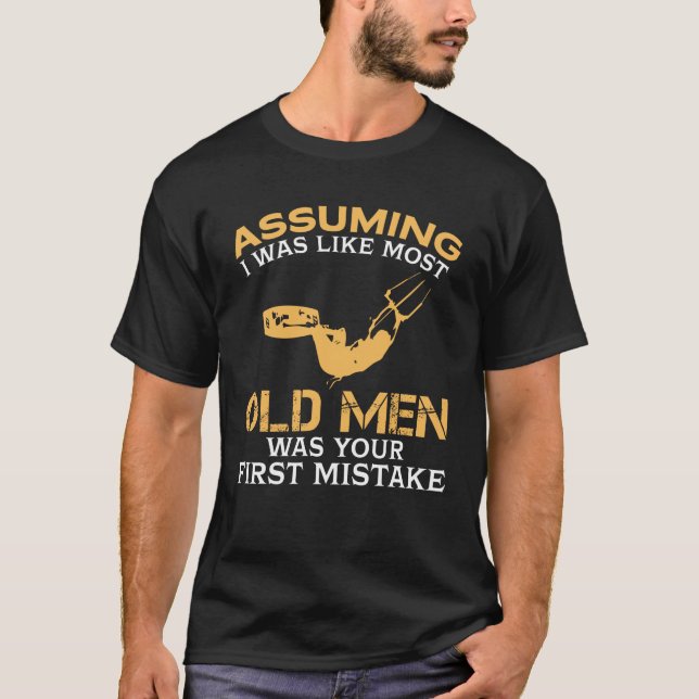 Funny Old Men Who Loves Kitesurfing T-Shirt (Front)