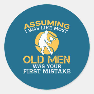 Funny Old Men Who Loves Tennis Classic Round Sticker