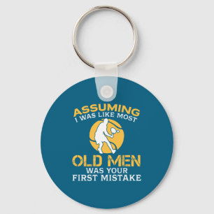 Funny Old Men Who Loves Tennis Keychain
