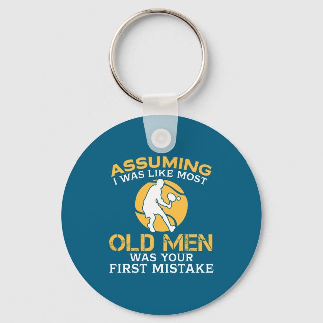 Funny Old Men Who Loves Tennis  Keychain (Front)