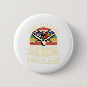 Funny Old Men Women 8 Ball Billiards Pool Player 2 Inch Round Button
