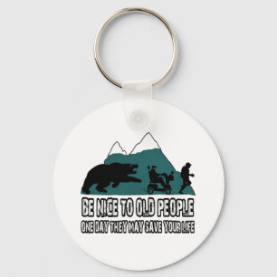 Funny old people keychain