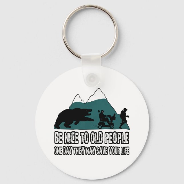 Funny old people keychain (Front)
