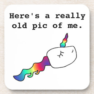 Funny Old Pic of Me Rainbow Unicorn Sperm Gift Coaster