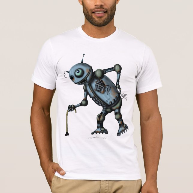 Funny old robot t-shirt design (Front)
