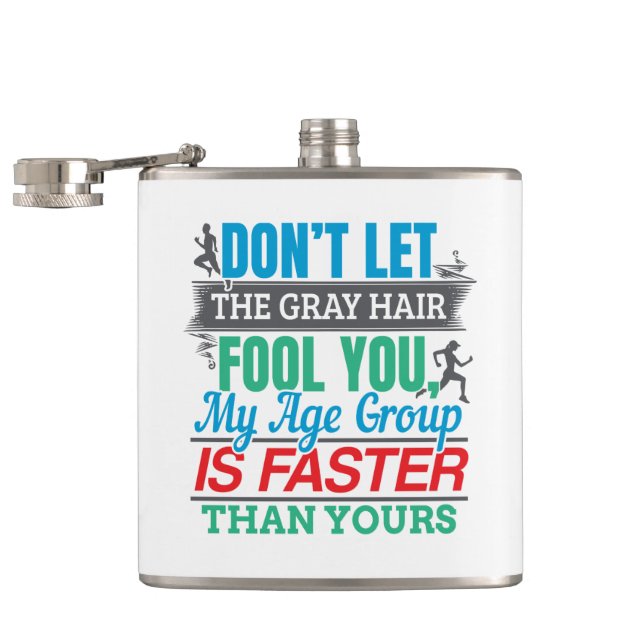 Funny Old Runner - Faster Age Group Running Hip Flask (Opened)