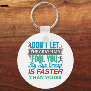Funny Old Runner - Faster Age Group Running Keychain