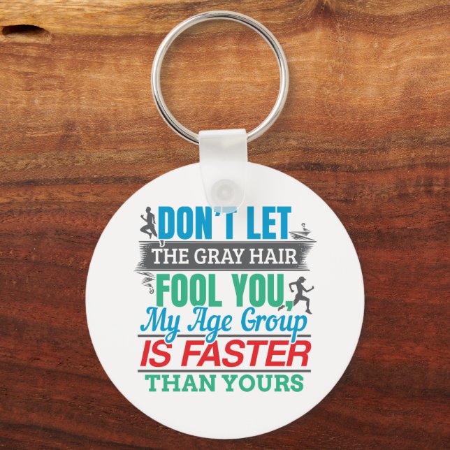 Funny Old Runner - Faster Age Group Running Keychain (Front)