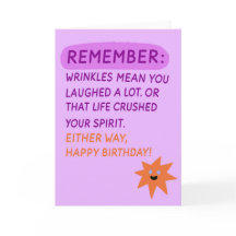 Funny older age birthday card wrinkles