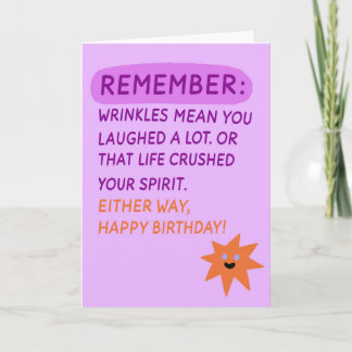 Funny older age birthday card wrinkles