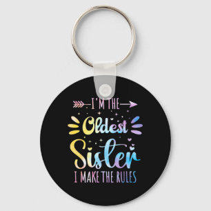 Funny Oldest Sister Make the Rules Family Sibling Keychain