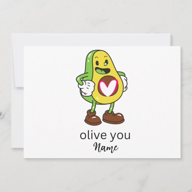 Funny Olive You Humour Add Name Customizable gift  Announcement (Front)