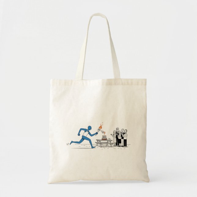 Funny Olympic Torch Birthday Cake Tote Bag (Front)