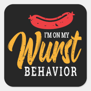Funny On My Wurst Behaviour Oktoberfest Square Sticker