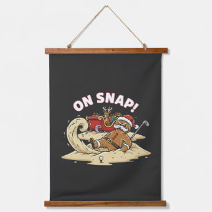 Funny "On Snap!" Gingerbread Man Christmas Golfing Hanging Tapestry