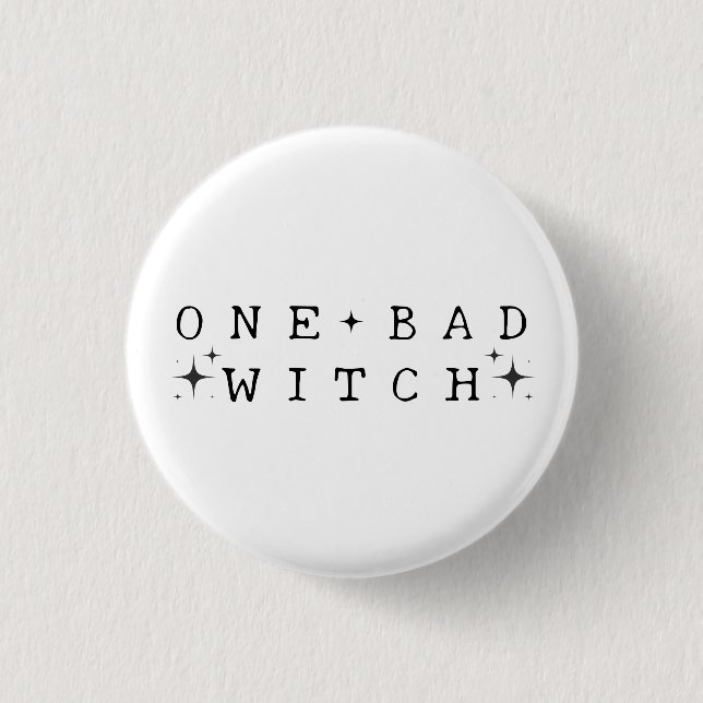 Funny One Bad Witch Modern Halloween 1 Inch Round Button (Front)