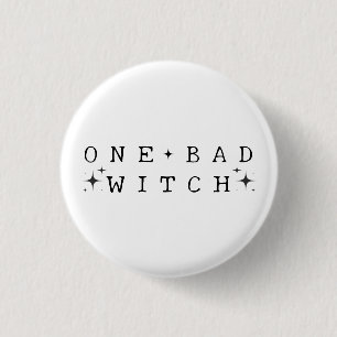 Funny One Bad Witch Modern Halloween 1 Inch Round Button