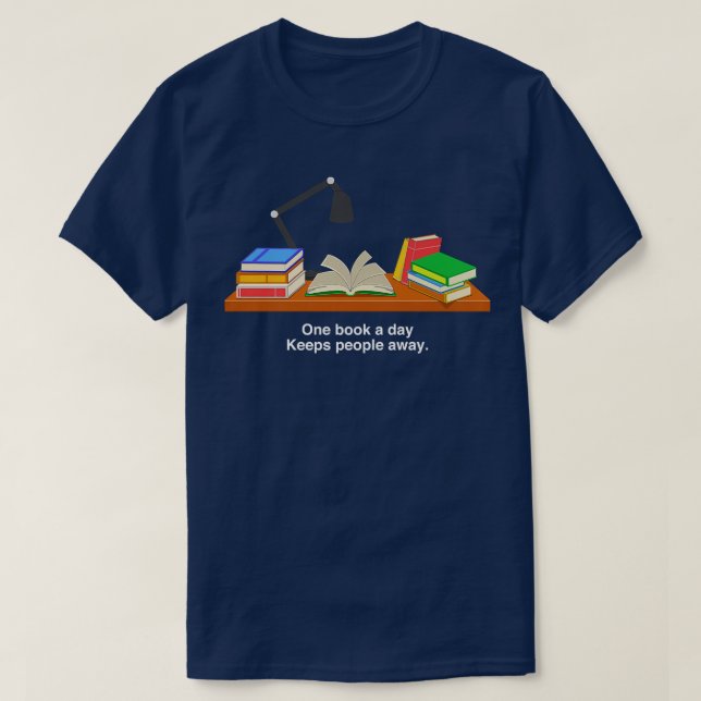 Funny One Book A Day Abibliophobia Bookworm Book L T-Shirt (Design Front)