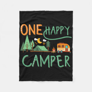 Funny One Happy Camper Summer Vacation Matching Fa Fleece Blanket