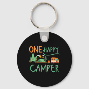Funny One Happy Camper Summer Vacation Matching Fa Keychain