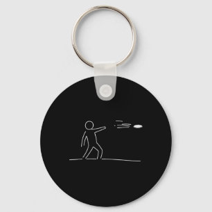 Funny One Line Art Disc Golf Player Sket Golfer Go Keychain