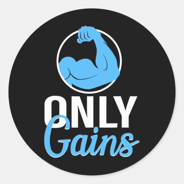 Funny Only Gains Gym Workout Bodybuilding Weightli Classic Round Sticker (Front)