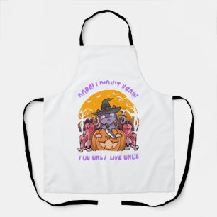 Funny Only Live Once Pastel Goth Cat Apron