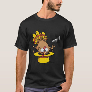 Funny Oops Turkey Popping Out of Hat Graphic T-Shirt