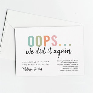 Funny Oops We Did It Again Baby Sprinkle Invitation