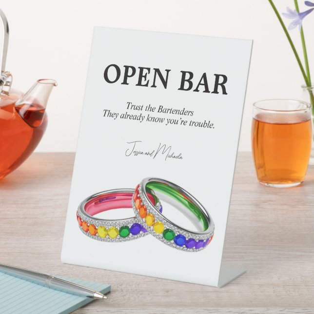 🌈 Funny Open bar sign Intertwined in Pride (In SItu)