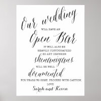 Funny Open Bar Wedding sign | Personalized names