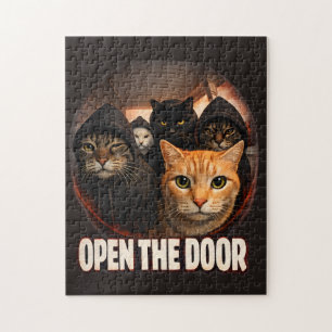 Funny "Open The Door" Cats in Hoodies  Jigsaw Puzzle