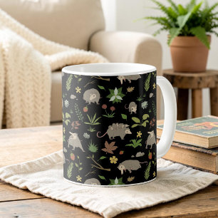 Funny Opossum Dark Botanical Cottagecore Coffee Mug