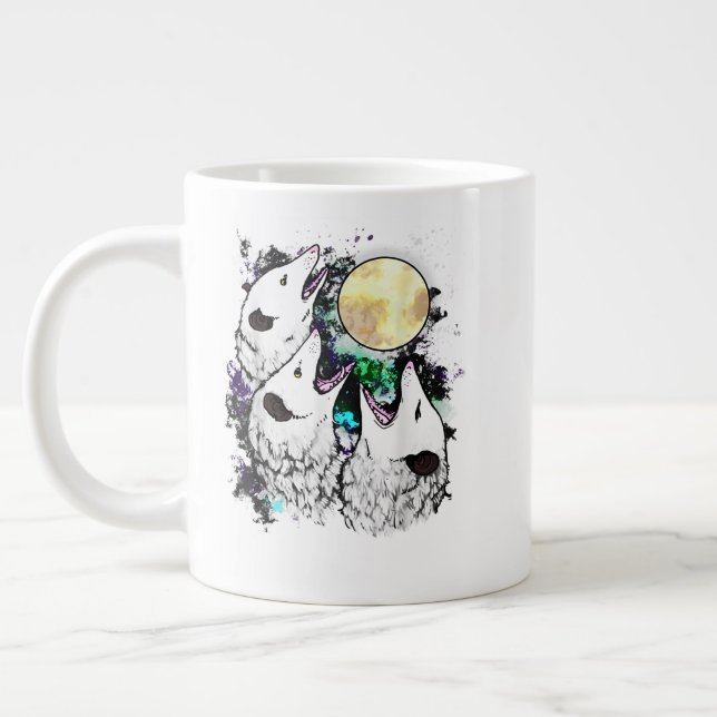 Funny Opossum Moon Cute Screaming Possum Large Coffee Mug (Left)