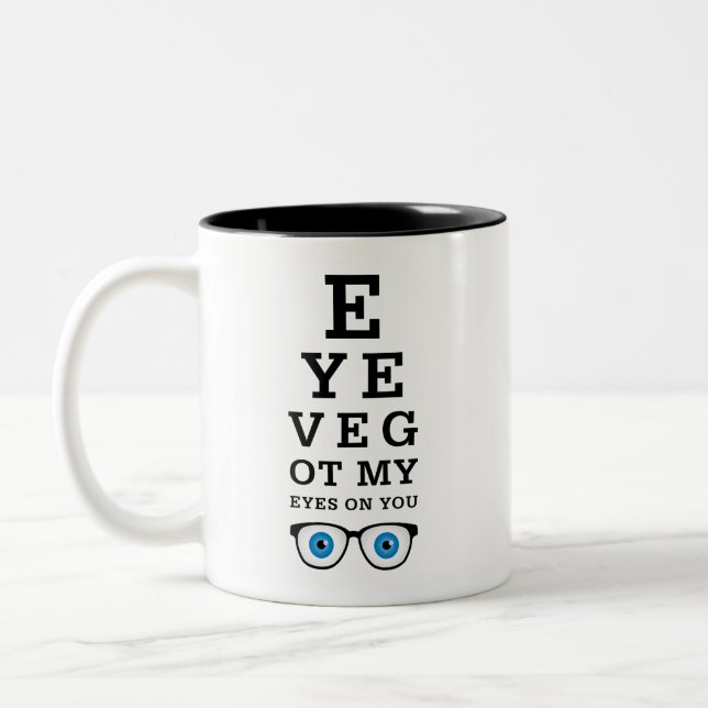 Funny Optician Eyes On You Two-Tone Coffee Mug (Left)