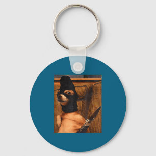 Funny Option Dog With Cket Knife Funny Dog Art Keychain