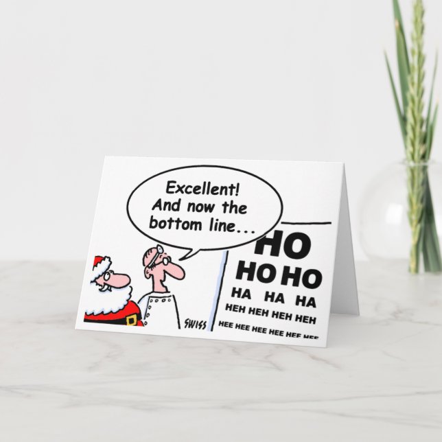 Funny Optometrist Eye Doctor Cartoon Christmas Card (Front)