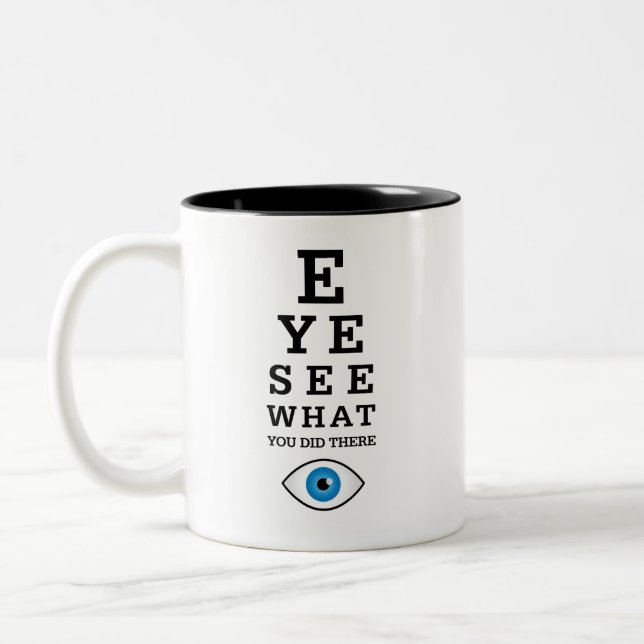 Funny Optometry Pun Eye See Two-Tone Coffee Mug (Left)