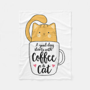 Funny Orange Cat Coffee Mug Cat Lover  Fleece Blanket