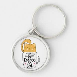 Funny Orange Cat Coffee Mug Cat Lover Keychain