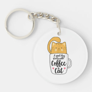 Funny Orange Cat Coffee Mug Cat Lover  Keychain