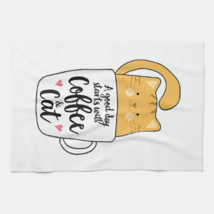 Funny Orange Cat Coffee Mug Cat Lover  Kitchen Towel