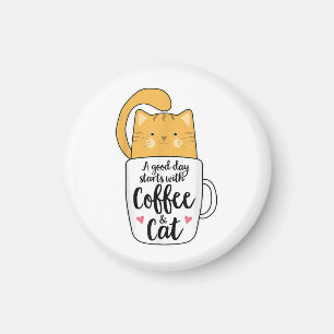 Funny Orange Cat Coffee Mug Cat Lover  Magnet