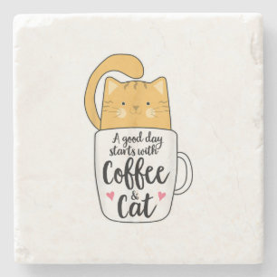 Funny Orange Cat Coffee Mug Cat Lover Stone Coaster