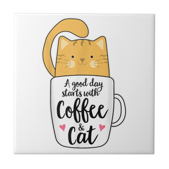 Funny Orange Cat Coffee Mug Cat Lover  Tile (Front)