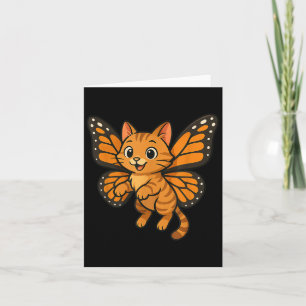 Funny Orange Cat Monarch Butterfly Mom Dad Kids  Card